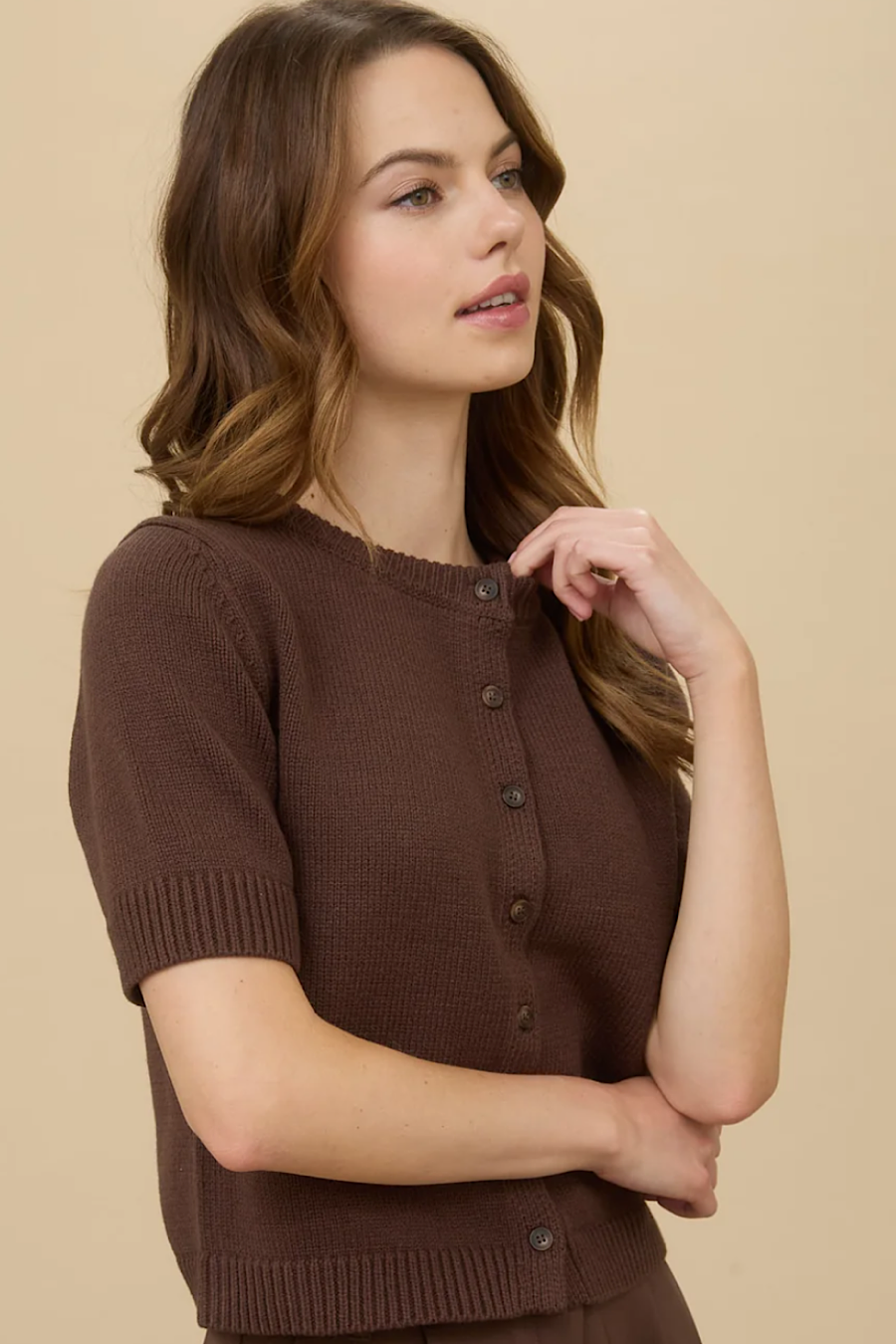 Expresso Yourself Short Sleeve Cardigan Top