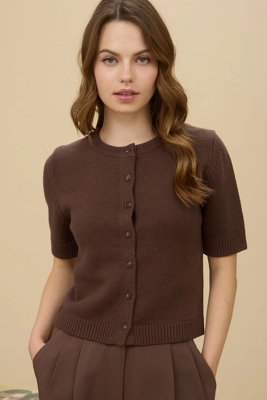 Expresso Yourself Short Sleeve Cardigan Top