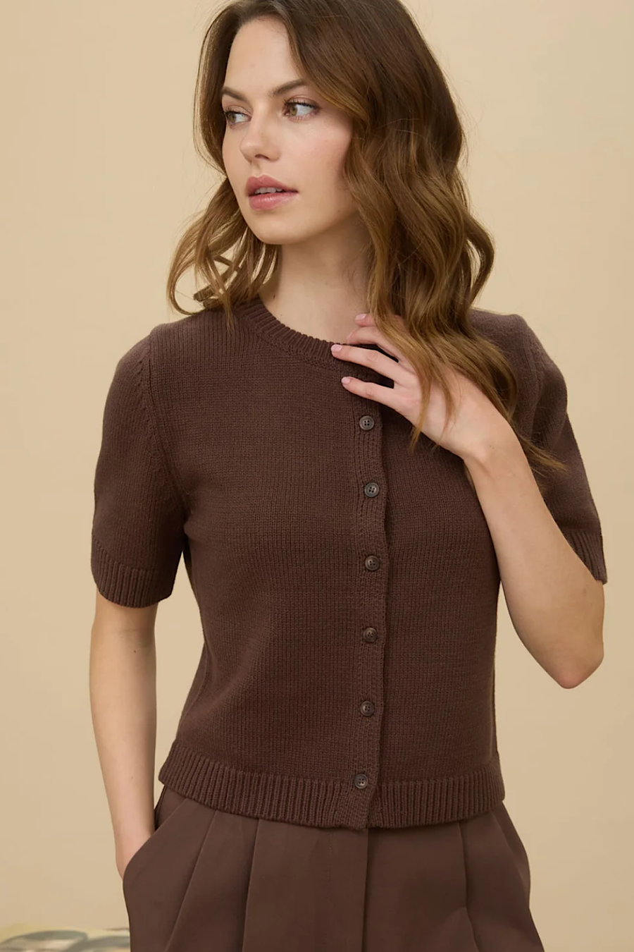 Expresso Yourself Short Sleeve Cardigan Top
