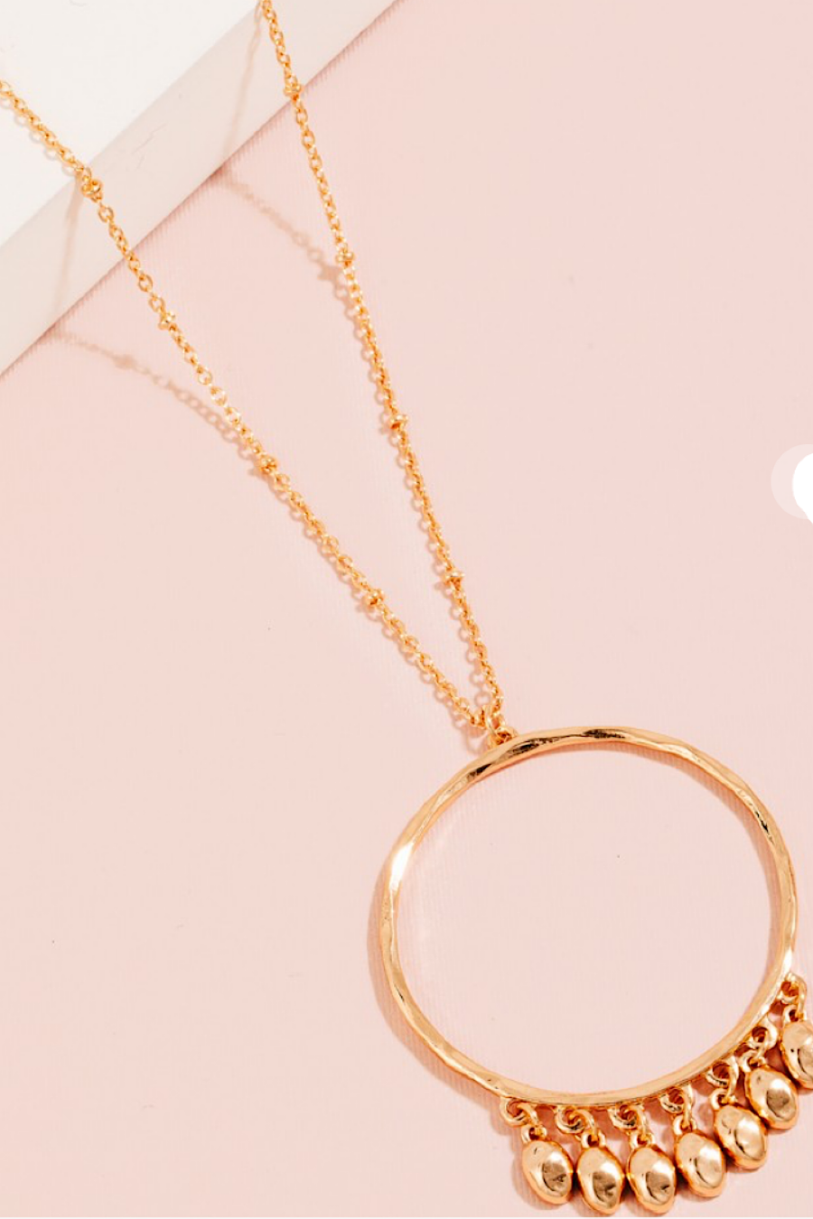 Long Fringe Circle Necklace Gold or Silver