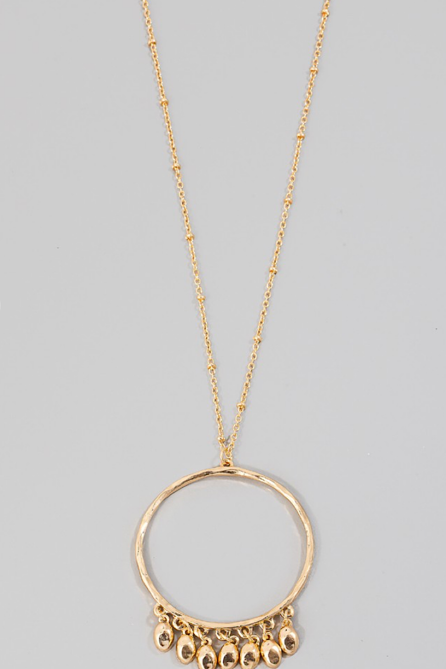 Long Fringe Circle Necklace Gold or Silver