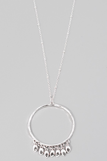 Long Fringe Circle Necklace Gold or Silver