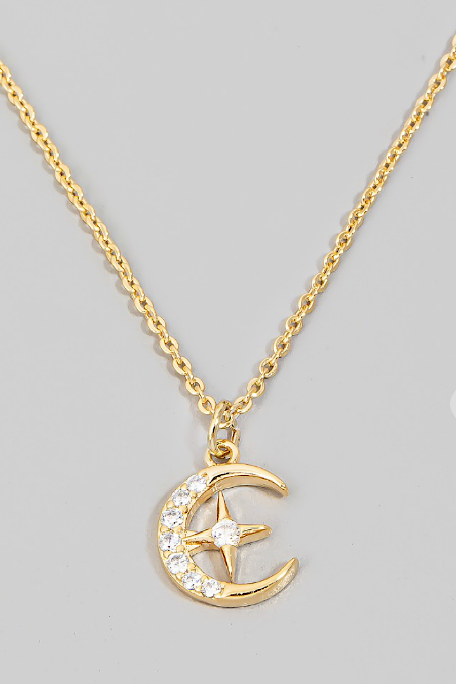 Moon &amp; Star Pendant Necklace Gold or Silver