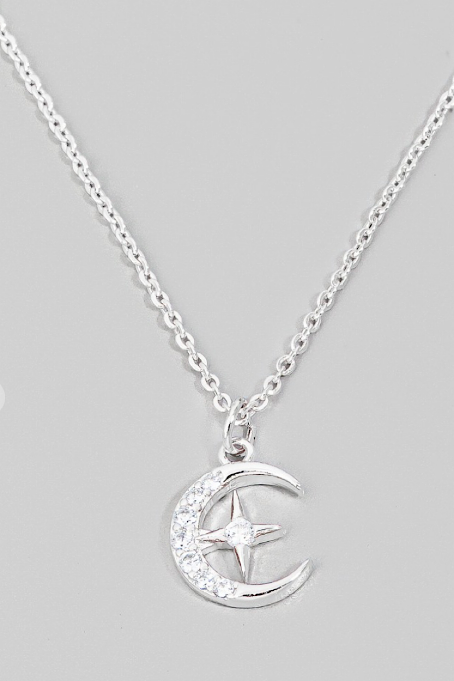 Moon &amp; Star Pendant Necklace Gold or Silver