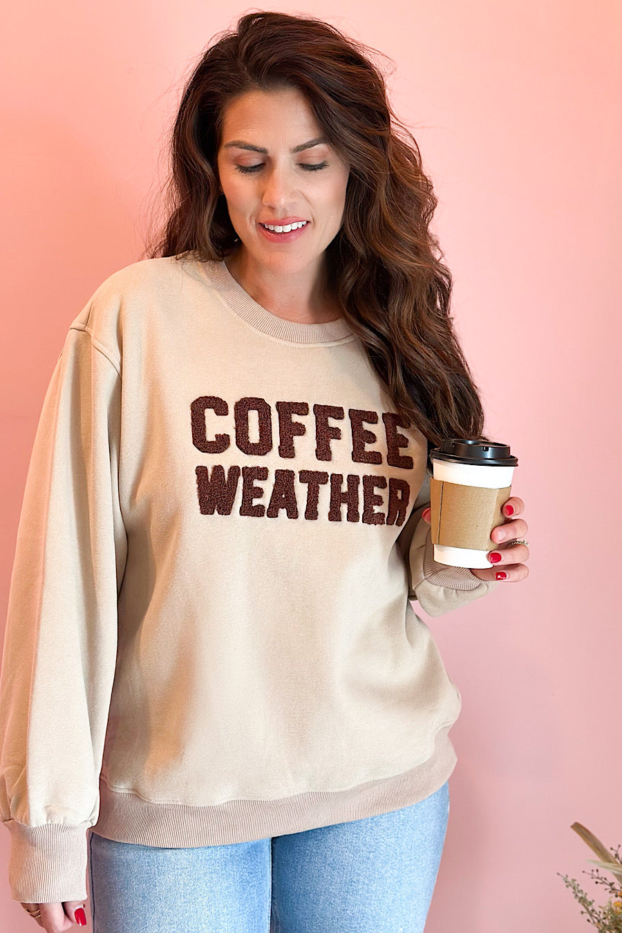 Coffee Weather Textured Graphic Sweatshirt
