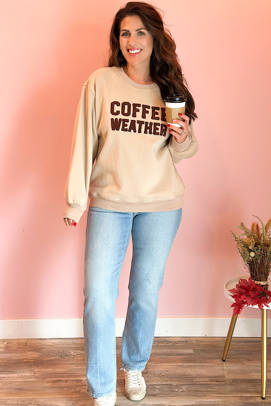 Coffee Weather Textured Graphic Sweatshirt