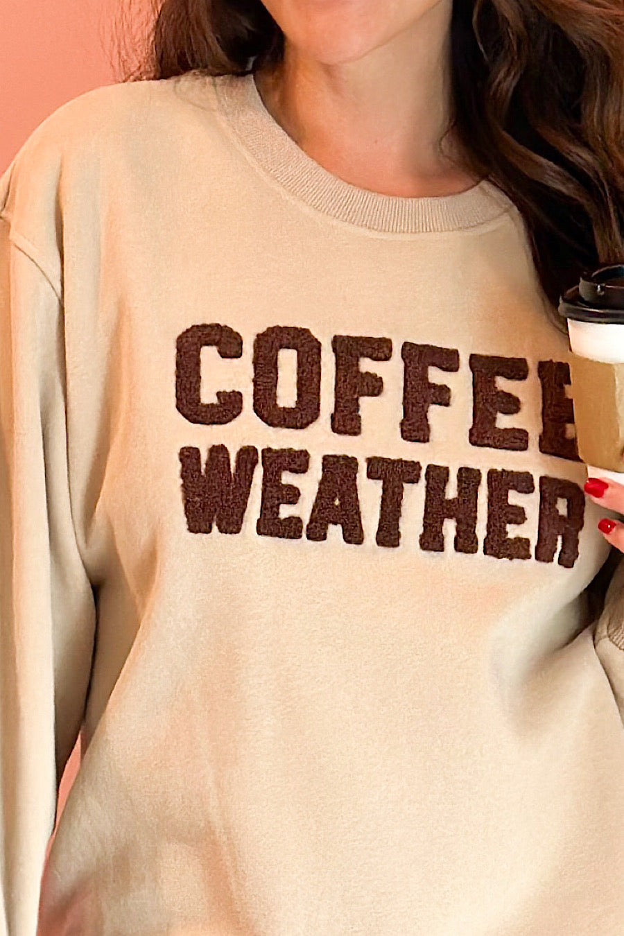 Coffee Weather Textured Graphic Sweatshirt