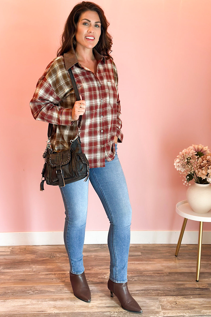 Roots Plaid Colorblock Shirt in Wine