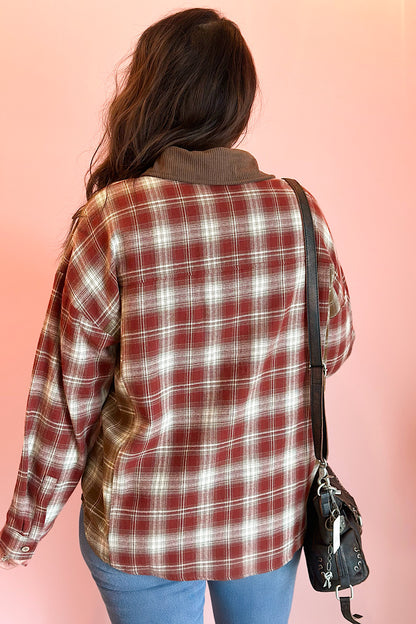Roots Plaid Colorblock Shirt in Wine
