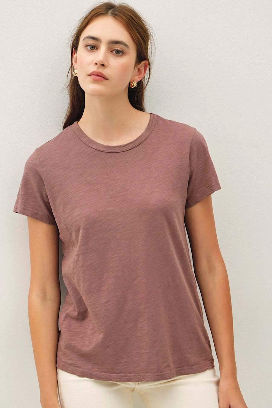 Cotton Slub T-Shirt in Chocolate Brown