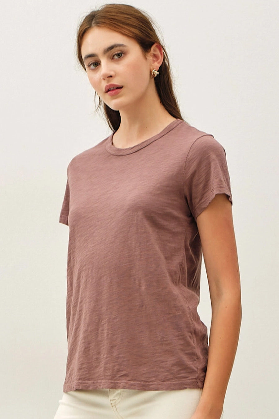 Cotton Slub T-Shirt in Chocolate Brown