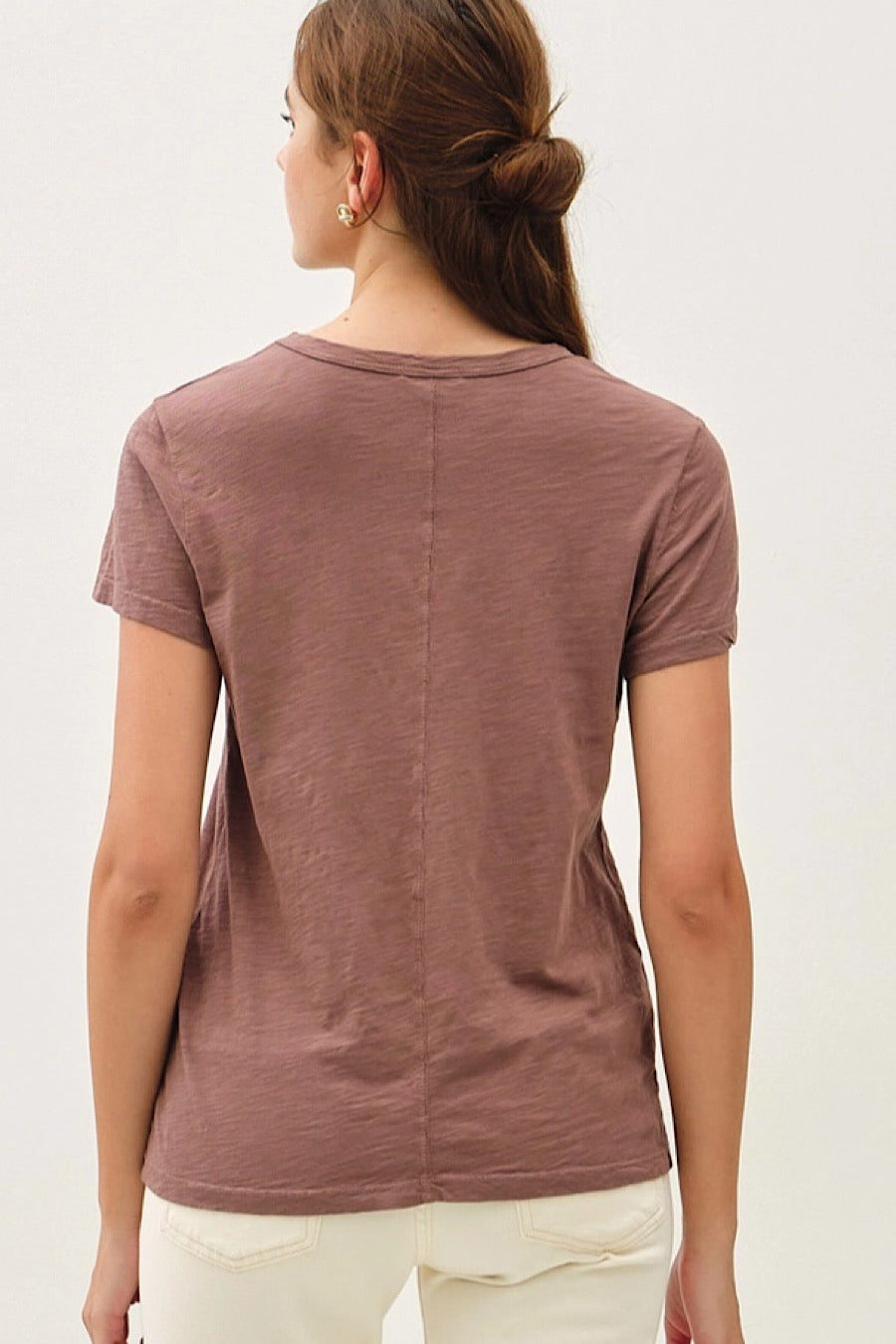 Cotton Slub T-Shirt in Chocolate Brown