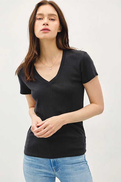 Classic V-Neck Slim T-Shirt Faded Black
