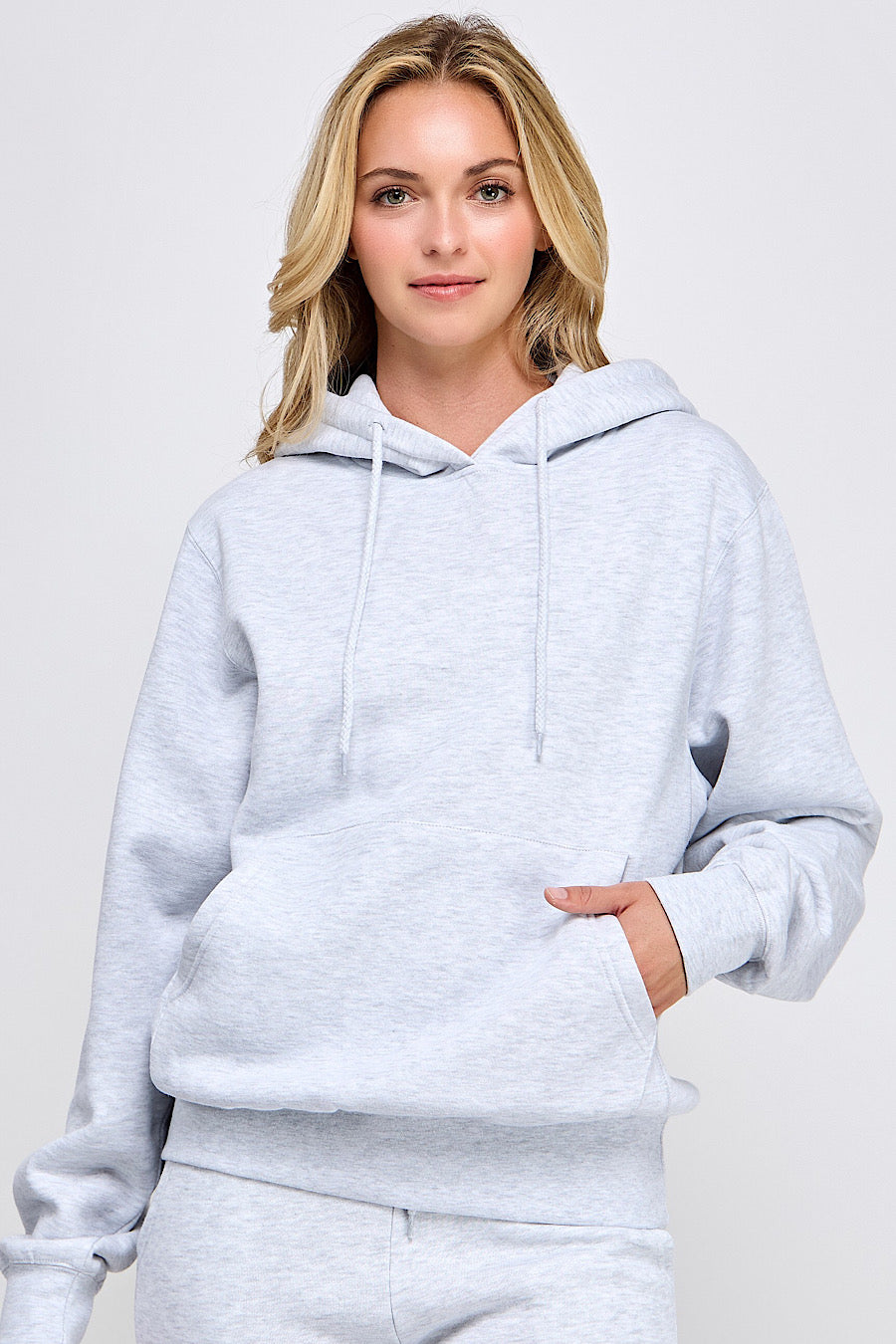 Ice Grey Fleece Relaxed Hooded Sweatshirt