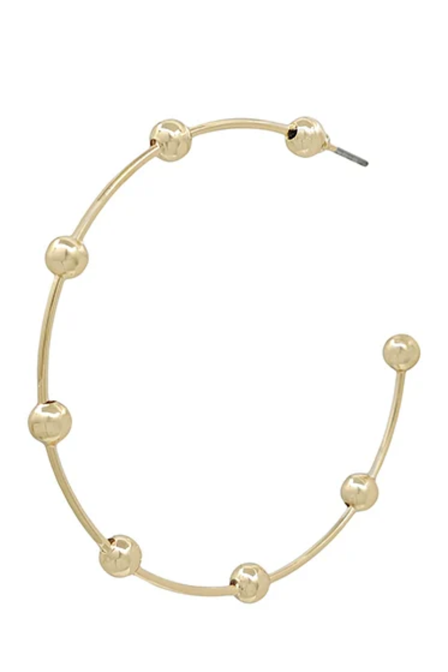 Gold Beaded 2” Hoop Earrings