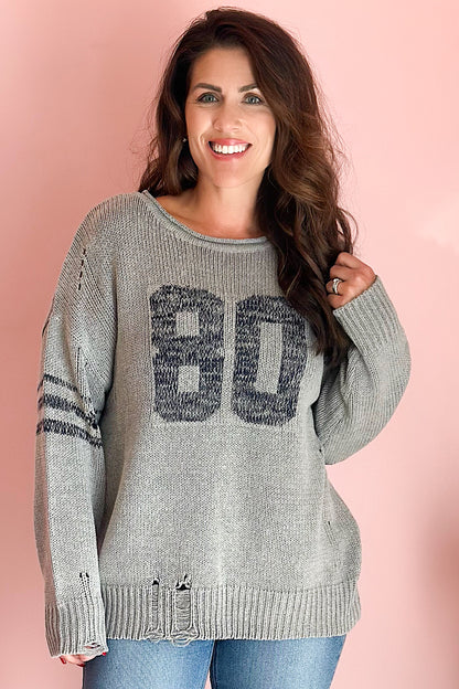 Touchdown Distressed Varsity Sweater