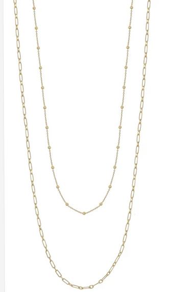 2 Layered Necklace Chains Gold