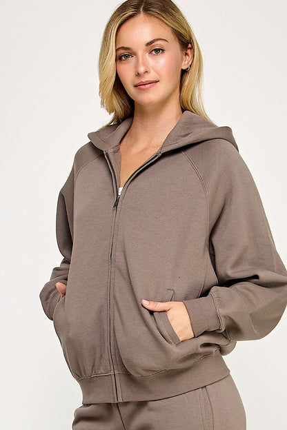 Fossil Brown Zip Up Hooded Jacket