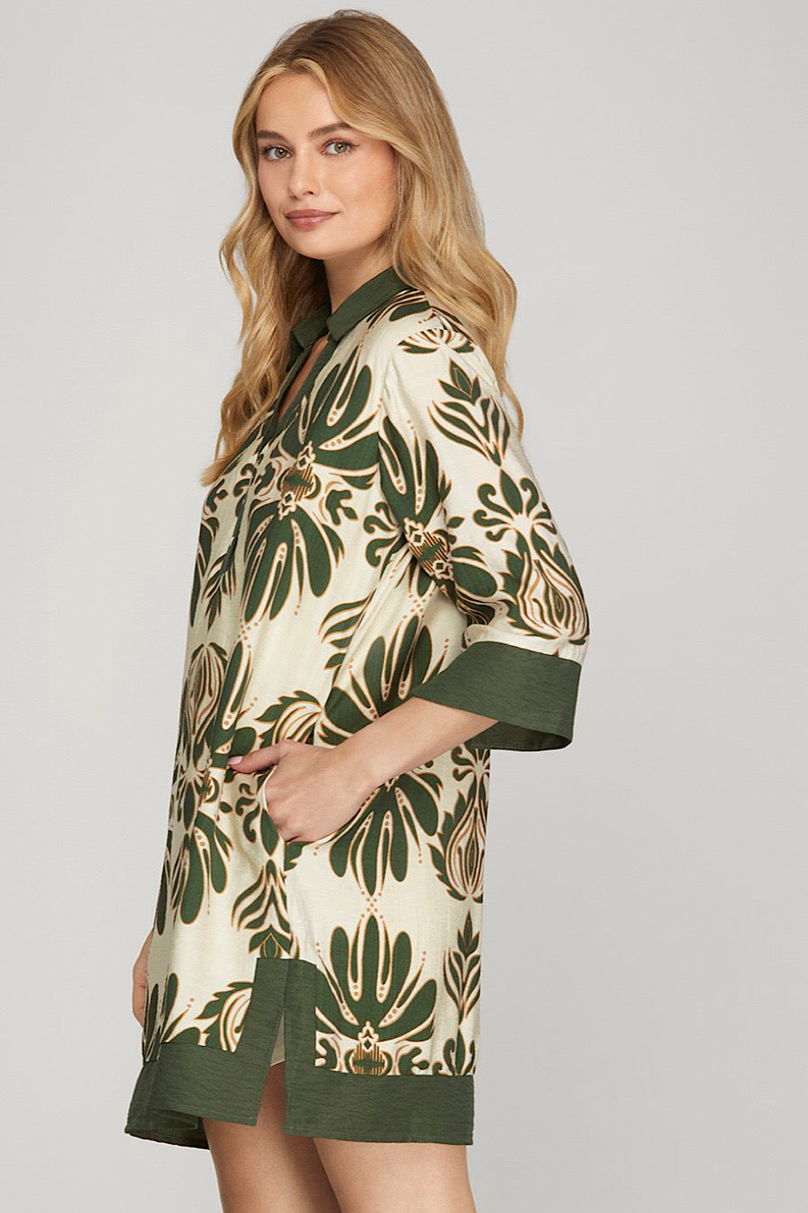 Rustic Glow Half Sleeve Printed Dress
