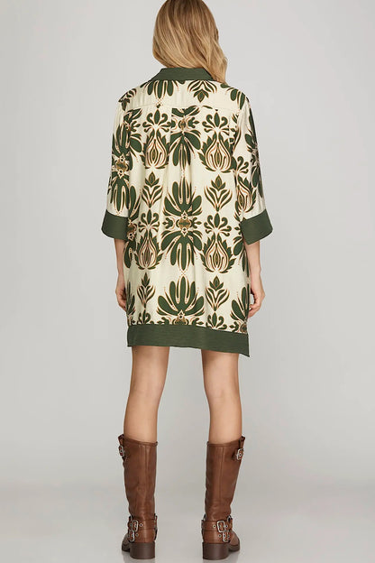 Rustic Glow Half Sleeve Printed Dress