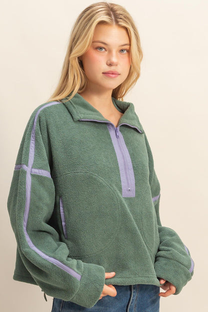 Pistachio Fleece Half Zip Sweatshirt