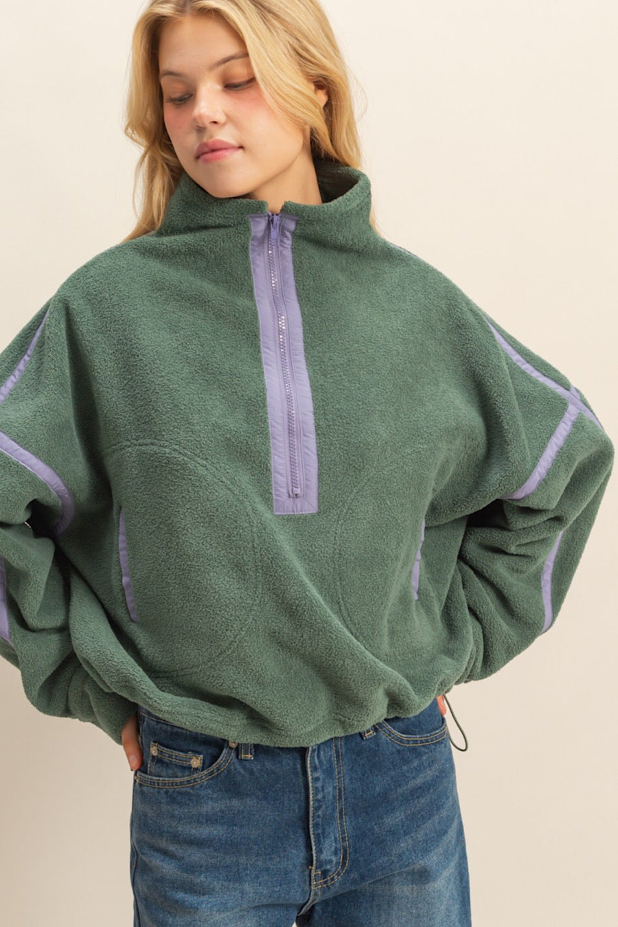 Pistachio Fleece Half Zip Sweatshirt