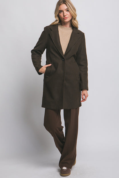 Boulder Single Buttoned Coat in Expresso