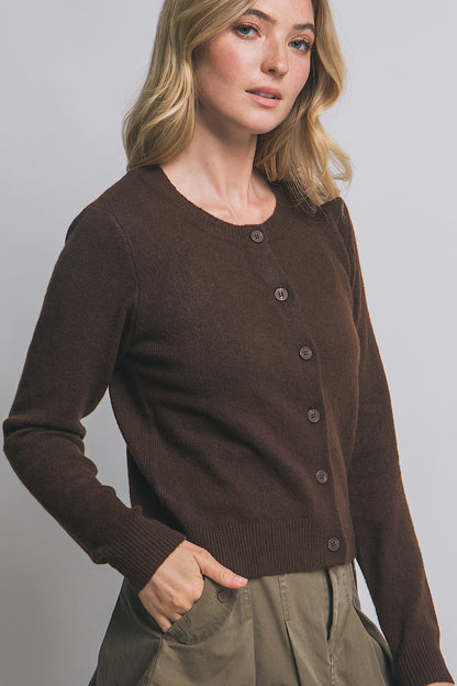 Chloe Button Down Cardigan Sweater Expresso