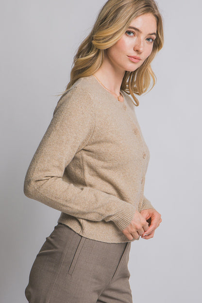 Chloe Button Down Cardigan Sweater Tan