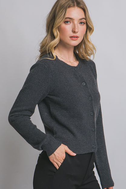 Chloe Button Down Cardigan Sweater Charcoal