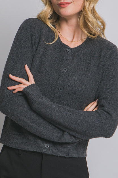 Chloe Button Down Cardigan Sweater Charcoal