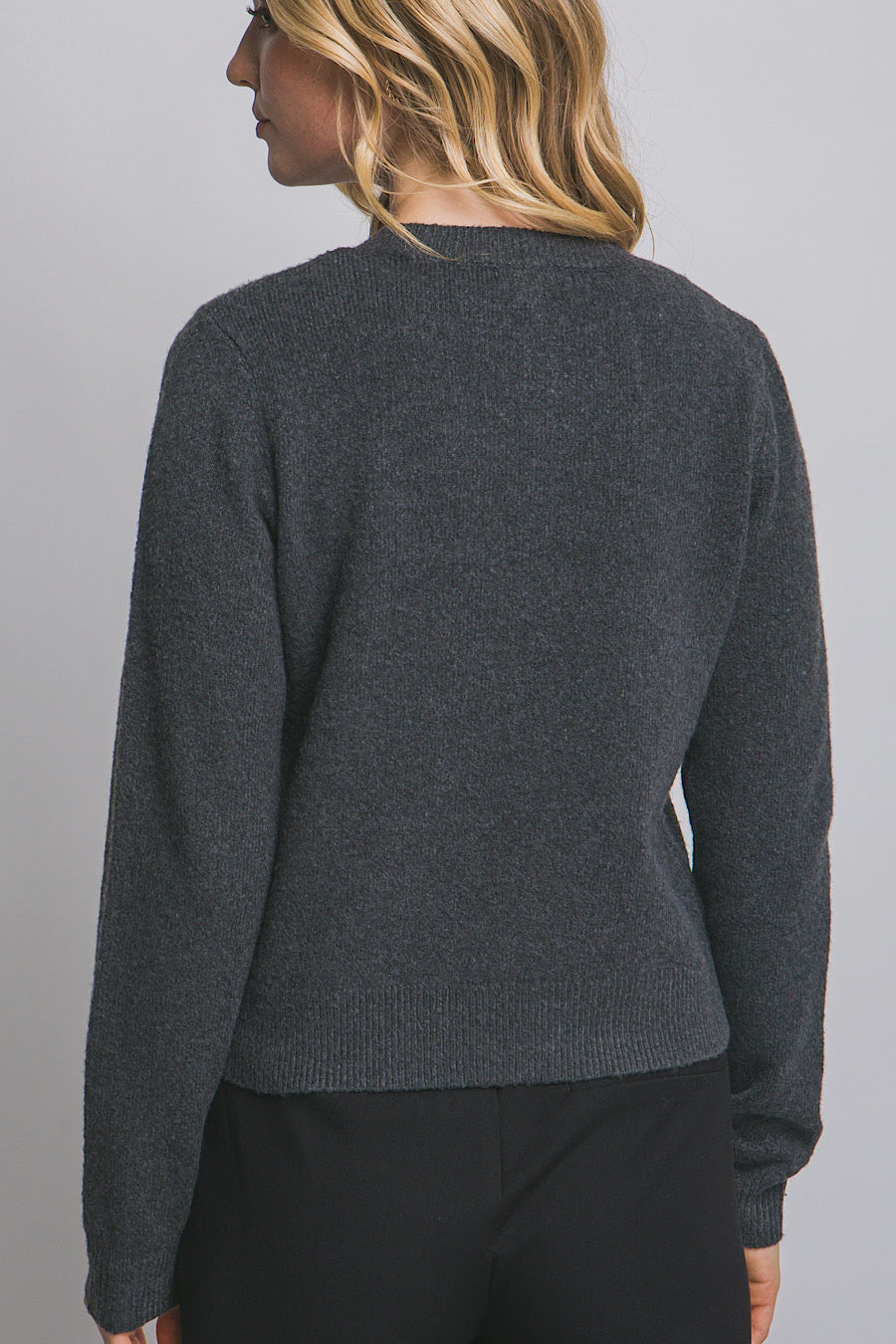Chloe Button Down Cardigan Sweater Charcoal