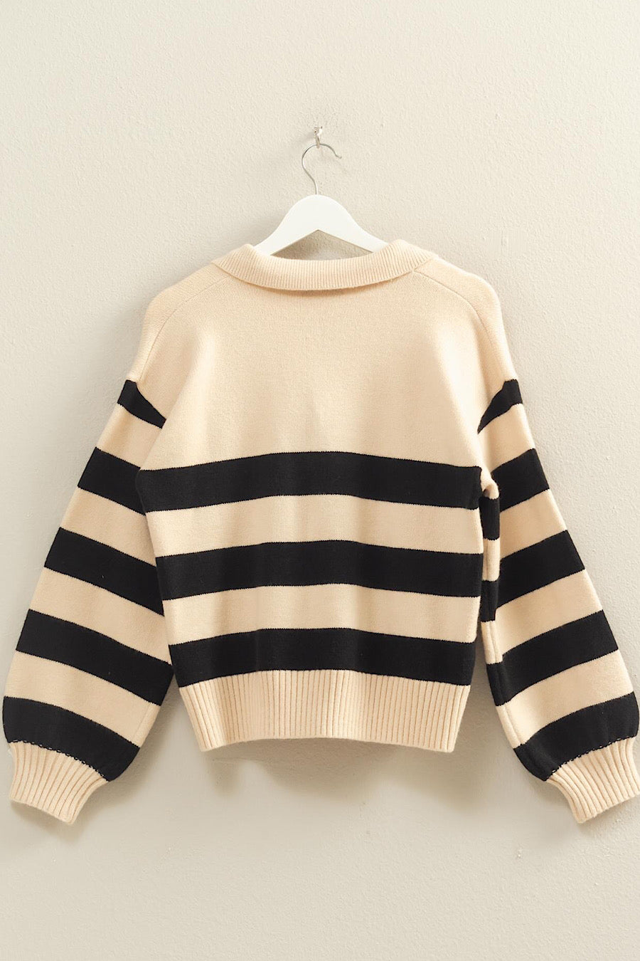 Reformed Striped Polo Sweater Black