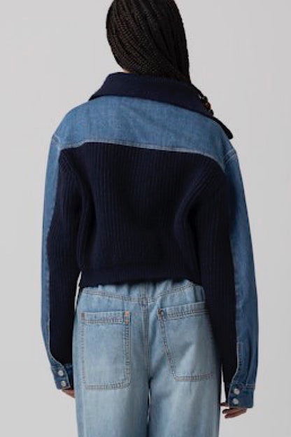 Blank NYC Moving Up Denim Knit Cardigan Jacket
