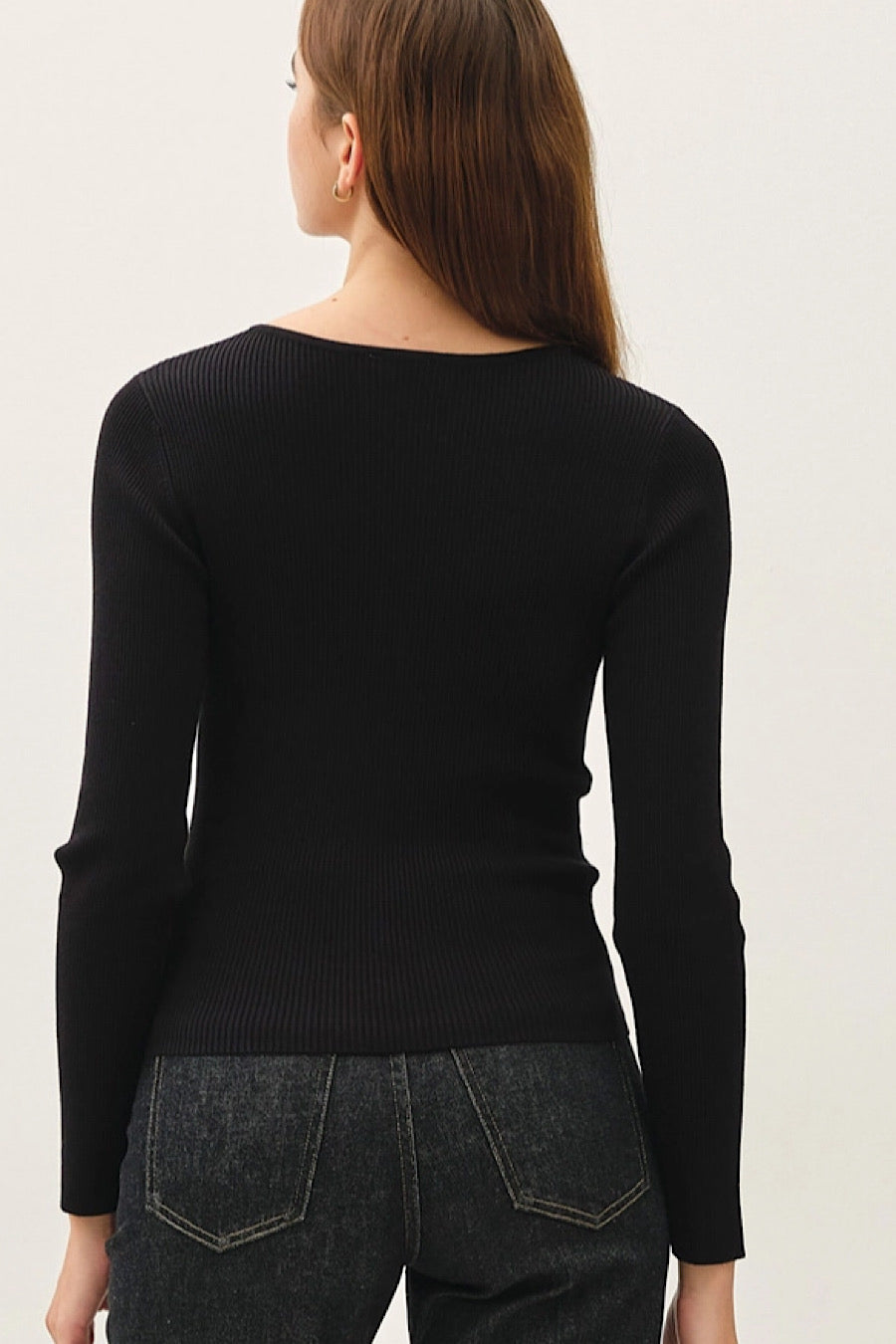 Kyle Ribbed Knit Cardigan Black