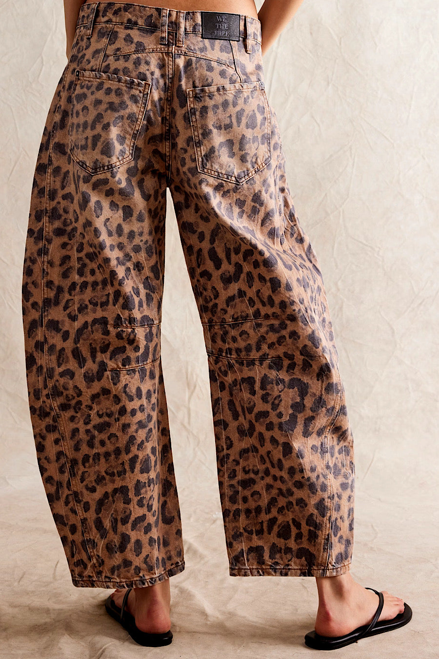 Free People Good Luck Leopard Barrel Jeans