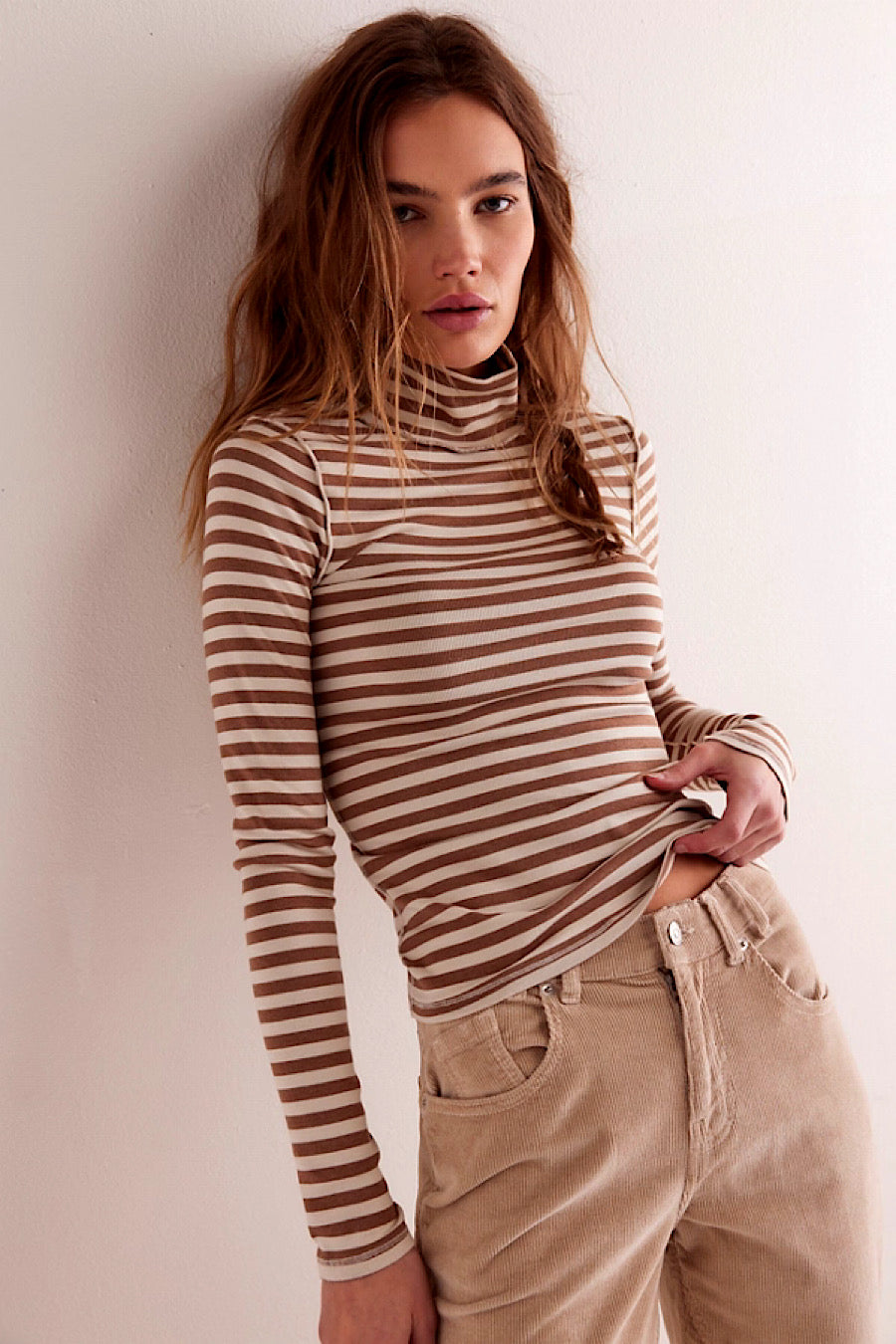 Free People Good Good Stripe Turtleneck Top
