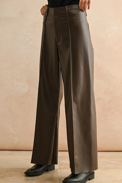 Leather Weather Wide Pants Expresso