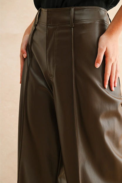 Leather Weather Wide Pants Expresso
