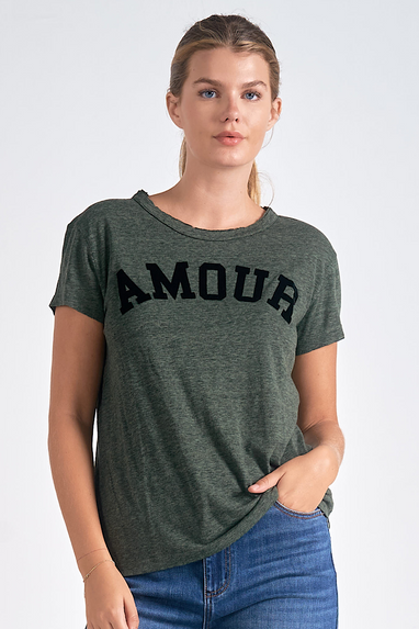 Elan Amour Graphic T-Shirt in Olive