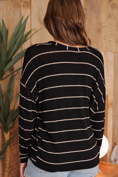 Out of Line Striped Top in Black