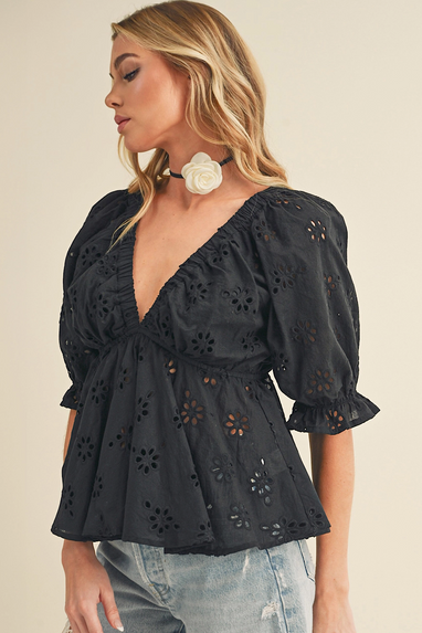 Rare & Well Done Eyelet Lace Top