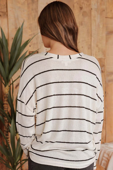 Out of Line Striped Top in Ivory