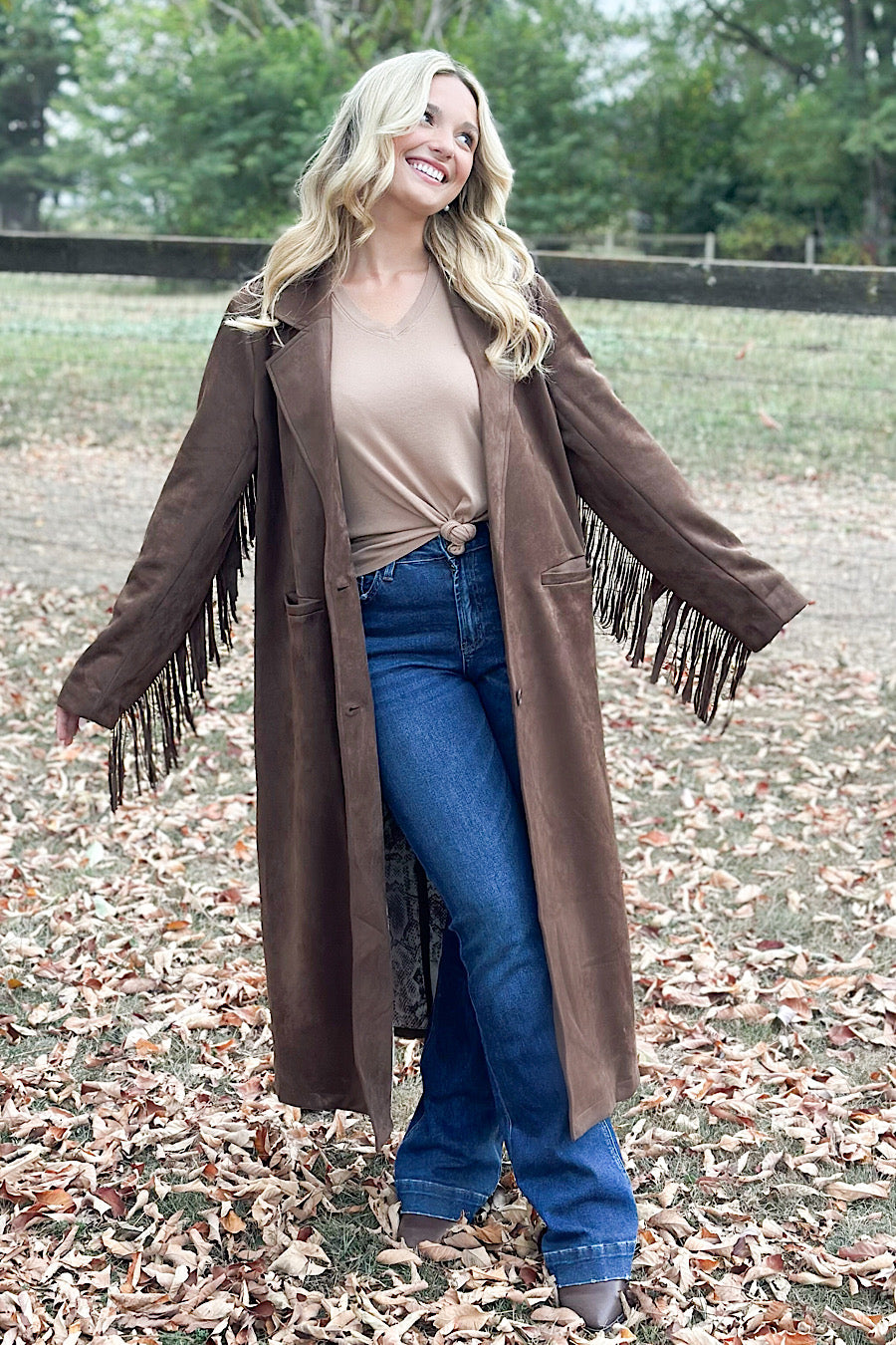 Inner Outlaw Fringe Suede Long Jacket