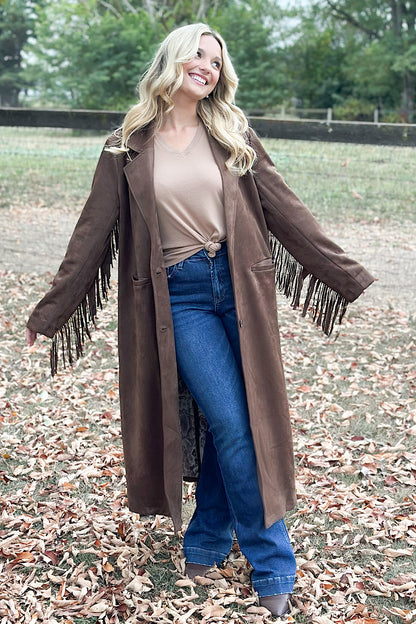 Inner Outlaw Fringe Suede Long Jacket
