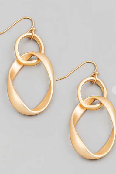 Oval Twist Drop Earrings in Gold or Silver