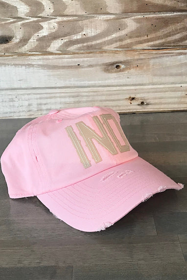 IND Indiana Initial Patch Hat in Pink