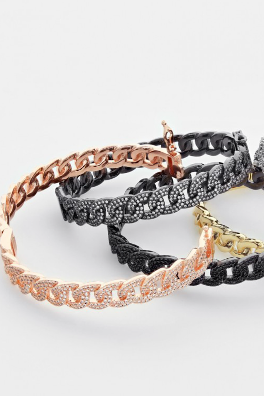 CZ Chain Link Bangle in Rose Gold