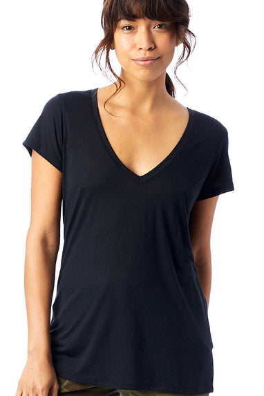 Slinky Jersey V-Neck T-Shirt in Black