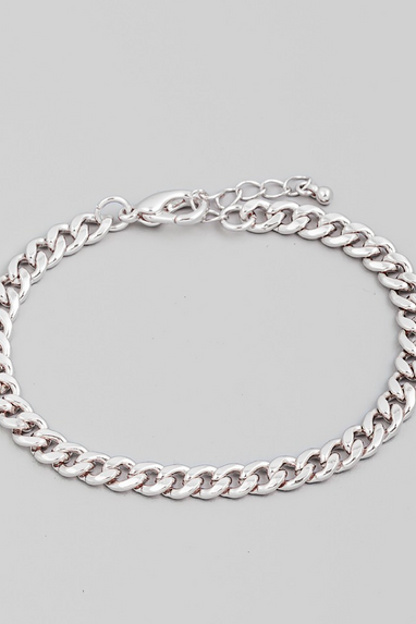 Curb Chain Link Bracelet in Silver